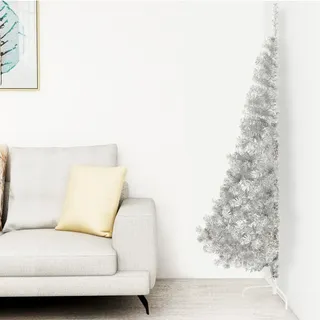 The Living Store Künstlicher Halb-Weihnachtsbaum mit Ständer Silbern 240 cm PVC - Silber