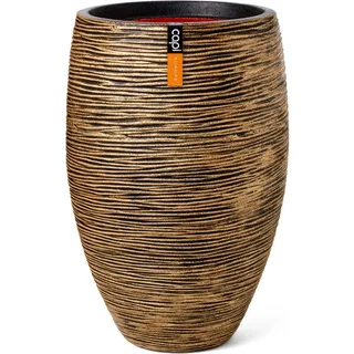 Capi Pflanzgefäß Elegant Deluxe Rib Ø 38 cm x 58 cm Gold-Schwarz