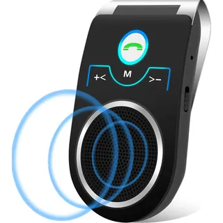 Bluetooth Freisprecheinrichtung für Auto Freisprechanlage, GPS, Musik | Bluetooth 5.0, Siri Sprachsteuerung, Geräuschunterdrückendes Mikrofon &HiFi Sound--Unterstützt 2 Telefone