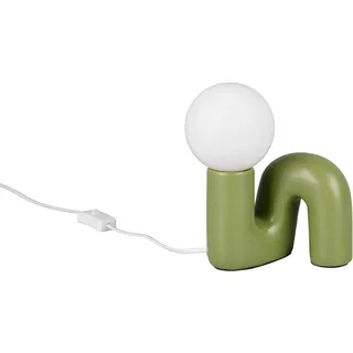 REALITY Leuchten Tischleuchte "QUINN, Keramik Tischlampe m. Glasschirm, ohne Leuchtmittel 1xG9 max5W" G9 1 Stk. warmweiß - kaltweiß Design Nachttischlampe, Schreibtischlampe Höhe 22cm, Glas Lampenschirm, grün