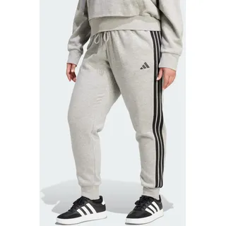 adidas Essentials 3-Stripes Fleece Slim Hose (Große Größen). schwarz|grau 2XL
