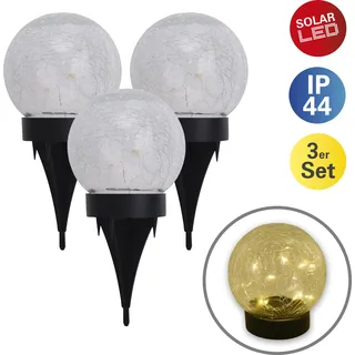 Solarleuchte Garten 3er Set Kugel Solarlampe Außen Außenleuchte Solar 5248203 - Weiß