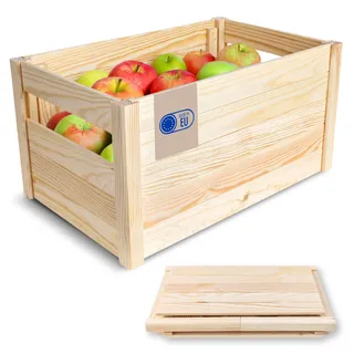 Creative Deco Faltbare Holzkiste Klappkiste 46 x 29,5 x 23,5 cm | Einfache Montage ohne Werkzeug | Aufbewahrungsbox Obstkiste, Gemüse | Holzbox, Geschenkbox, Spielzeugkiste, Deko Klappbox