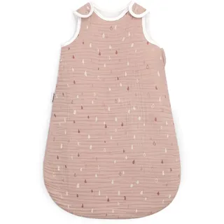 Ehrenkind® Baby Sommerschlafsack Rund Musselin | aus weicher OEKO-TEX zertifizierter Bio-Baumwolle | Sommer Baby Schlafsack Baby 1 TOG Gr. 74/80 Rose Tropfen