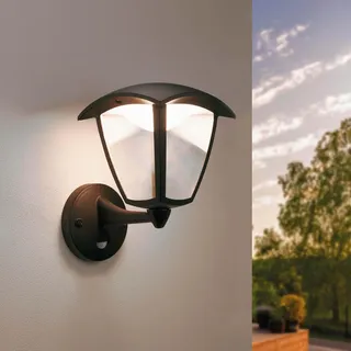 Ledvion - LED Wandlampe Mit Sensor, 3000K, 7W, IP44, Schwarz, Außenlampe, Außenbeleuchtung