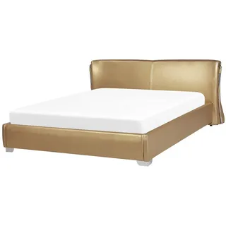 Beliani Lederbett 180/200cm Gold Paris , Leder , 180x200 cm , Schlafzimmer, Betten