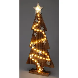 Weihnachtsbaum Holz mit LED 25 cm x 6 cm x 54 cm Natur
