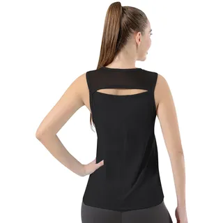 Bezioner Sport Top Damen Netz Laufen Yoga Shirt Frauen Schnelltrocknend Ärmellos Tennis Golf Oberteile Offener Rücken Schwarz S