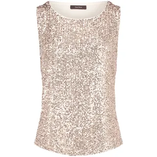 Blusentop VERA MONT "Pailletten-Top ohne Arm", Damen, Gr. 44, beige (cream, gold), Obermaterial: 93% Polyester PES. 7% Elasthan EL., Blusen Blusentop