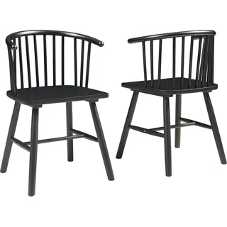 Esszimmerstuhl ‘Stami' 2er Set Küchenstühle 79 x 53 x 48 cm Holz Schwarz - Schwarz