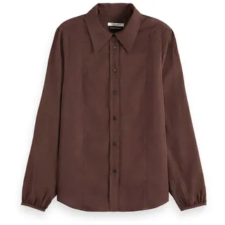 Scotch & Soda Viscose Jacquard Langarmhemd - Coffee - 34