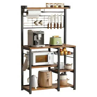 Braun-schwarzes Küchenregal aus Holz - Lagerregal - rustikal - 42 x 90 x 167 cm
