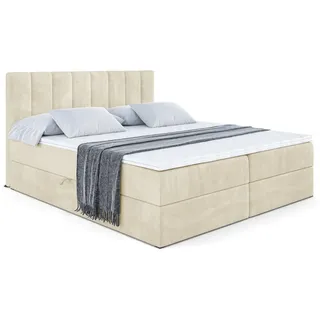 altdecor Boxbett, Beige, Holzwerkstoff, Höhe ca. 20 cm 200x200 cm, Schlafzimmer, Betten, Boxspringbetten