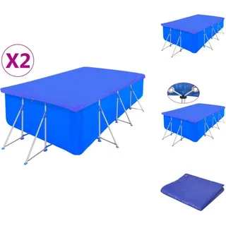 vidaXL Poolabdeckungen 2 Stk. PE Rechteckig 90 g/m2 394x207 cm - Poolabdeckungen & -unterlagen - Blau
