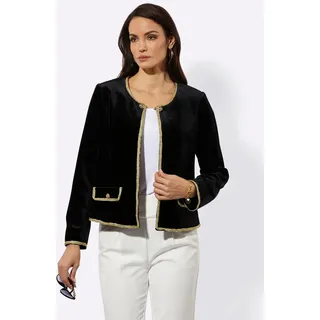 Jackenblazer CREATION L "Samtblazer", Damen, Gr. 48, schwarz, 95% Polyester, 5% Elasthan, Blazer Jackenblazer