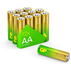 GP Ultra Alkaline Batterien AA, Longlife, 1,5V, Mignon Batterien, LR06, 12 Stück Vorratspack, Die Neue G-TECH-Technologie