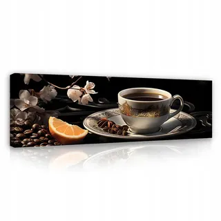 Wallarena Bilder Küche Kaffee Leinwandbild 145x45 , Holzwerkstoff , Recyclingholz , Abstrakt , Rechteckig , 145x45 cm , FSC 100% , 3D-Effekt , Bilder & Rahmen, Bilder, Leinwandbilder