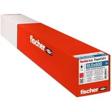 fischer PowerFull II 10,0 x 600, Premium Vollgewindeschraube (25 Stk.) mit innovativer Spitzengeometrie, Stahlschraube für tragende Holzkonstruktionen mit Zylinderkopf, vermindert Spaltrisiko