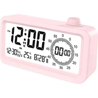 INF Wiederaufladbarer Smart Wecker mit LCD, Nachtlicht und Countdown-Timer Rosa - Rosa