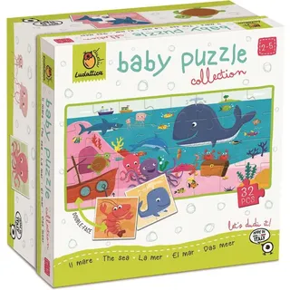 Ludattica Baby-Puzzle Meeres-Tiere doppelseitig Karton 32 Teile