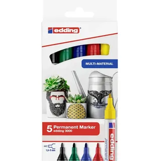 edding Permanentmarker 5 St. Schwarz/Blau/Rot/Grün/Gelb