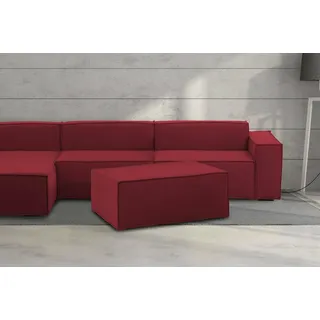 Talamo Italia - Antonella-Pouf, Wohnzimmer-Pouf, Relaxsessel aus gepolstertem Stoff, 100 % Made in Italy, 100 x 70 x 43 cm, Rot