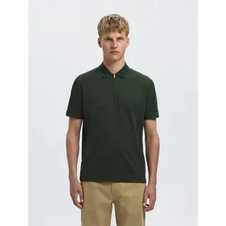 Selected Poloshirt SLHFAVE ZIP SS POLO NOOS Baumwollmischung, regular fit grün L