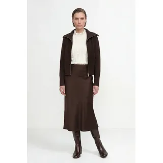 Satinrock RICHROYAL, Damen, Gr. XL, braun (chocolate torte), Satin, Obermaterial: 96% Polyester, 4% Elasthan, unifarben, ca. Mitte Wade, Röcke Satinrock, in Midi-Länge, High Waist, Topseller