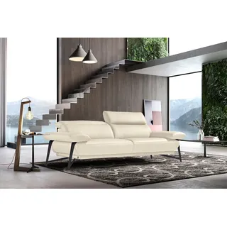 Egoitaliano 2,5-Sitzer »Anais, Designsofa mit erstklassigem Sitzkomfort, Fußfarbe schattengrau« Kopfteil verstellbar, 232 cm, Leder BULL, cremeweiß, beige