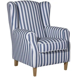 Max Winzer Ohrensessel , Blau, Weiß , Textil , Buche , Streifen , 77x103x86 cm , Goldenes M, Made in Europe , Wohnzimmer, Sessel, Ohrensessel