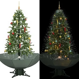 vidaXL Weihnachtsbaum Schneiender Mit Schirmfuss Grün 170 Cm , Kunststoff , 170 cm , Dekoration, Weihnachtsdekoration, Christbäume & Zubehör