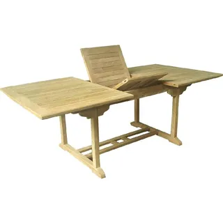 Teak Tisch rechteckig Gartentisch Gartenmöbel Holz ausziehbar 120-180cm - Naturbelassen