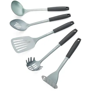 Salter Excellence 5-teiliges Utensilien-Set – Enthält Schaumkelle, Schaumlöffel, Spaghettilöffel, Schlitzwender und Kelle, Edelstahl, Antihaftbeschichtung