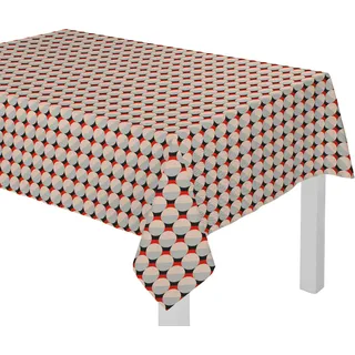 Tischdecke ADAM "Circles" Gr. 5, orange (hellgrau, natur, orange), B:250cm L:145cm, Bio-Baumwolle, Tischdecken, Tischdecke, aus 100% Bio-Baumwolle