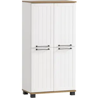 Schildmeyer MÖBELPARTNER Badschrank Jelda 154232 eiche landhaus, weiß 59,8 x 32,6 x 116,9 cm