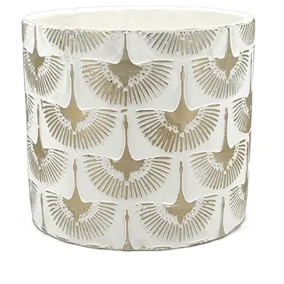 Vimin Box Eleganter Terrakotta-Topf für Aloe mit goldenen Phönixen | WEISS und GOLD | Durchmesser 17,5 cm, Höhe 16 cm | Dekorativer Topf für Sukkulenten, Blumen und Kakteen | Moderner Innentopf