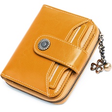 SENDEFN Geldbörse Damen Klein,Geldbeutel Frauen Echtes Leder,mit Münzfach Kleines Zipper Brieftasche Kartenhalter mit RFID Blocker