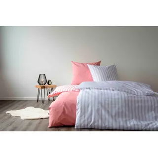 SETEX Wendebettwäsche »Baumwoll Streifen« in tollen Unifarben und gestreift, grau