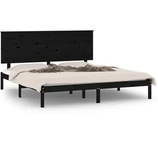 vidaXL Massivholzbett Schwarz Kiefer 200x200 cm - Schwarz