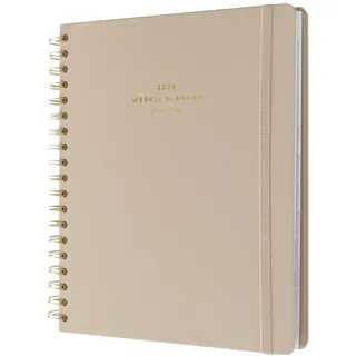 Kokonote Terminplaner Kalender 2026 Buchkalender Groß Grau - Tischkalender Kalenderbuch Jahreskalender - Terminkalender Ringbuch Wochenplaner 2026