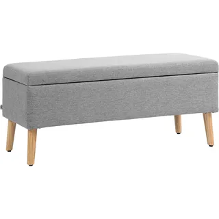 Homcom Truhenbank scandinavia Polyester Holz Grau , Kunststoff , 39x45x110 cm, , Esszimmer, Bänke, Sitzbänke