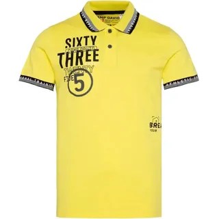 Camp David Shirt Poloshirt mit Two-Tone-Details und Seitenschlitze in lockerer Passform - Gelb