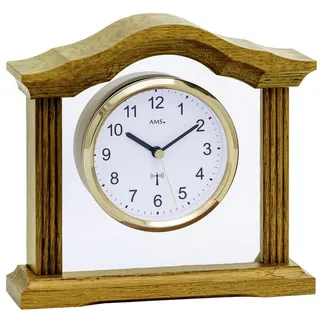 AMS Funk-Tischuhr 5139/4 - Massivholzgehäuse eichelackiert - Braun