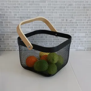 Aufbewahrungskorb schwarz Metall Obstkorb Vorratskorb Drahtkorb Metallkorb Deko