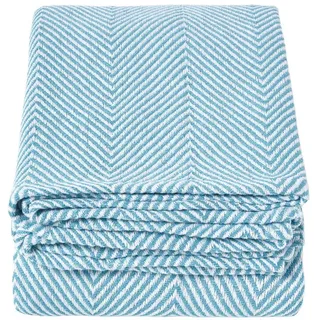 Homescapes Überwurf Halden 225/255 cm, Chevron-Muster 100% Baumwolle , Türkis , Textil , Grafikmuster , Rechteckig , 225x255 cm , Oeko-Tex® , Heimtextilien, Bettwäsche & Leintücher, Tagesdecken