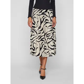 VILA Plisseerock "VINITBAN PRINT SKIRT - NOOS", Damen, Gr. S (36), birch aop:marble swirl, Web, Obermaterial: 96% Polyester, 4% Elasthan, bedruckt, regular fit wadenlang, Röcke