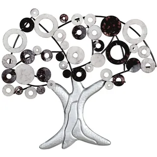 Gilde Wandrelief Metall silberfarben Baum 79x89x6 cm Wanddeko Kunst Dekoration Wohnzimmer