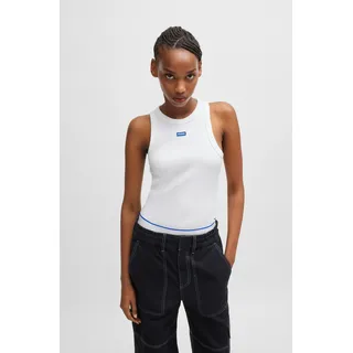 Tanktop HUGO BLUE "Easy Tank", Damen, Gr. M, weiß (weiß 100), Feinripp, Obermaterial: 96% Baumwolle, 4% Elasthan, unifarben, slim fit normal, Rundhals, Tops Tanktop, Stretch-Baumwolle, Slim Fit