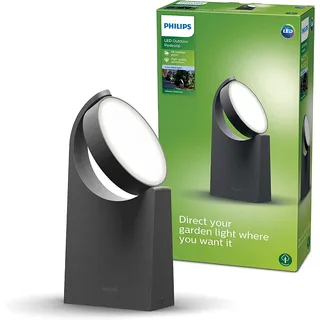 PHILIPS Mimosa Outdoor Wegeleuchte (7 W), wetterfeste Sockelleuchte mit beweglichem Panel und kaltweißer LED Beleuchtung, anthrazit, 4.000 Kelvin