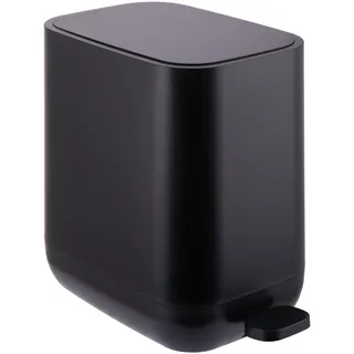 Relaxdays Mülleimer, 7 Liter, Absenkautomatik, entnehmbarer Inneneimer, Matter Kunststoff, schmaler Treteimer, schwarz